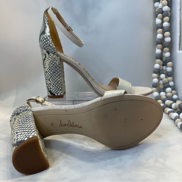 Sam Edelman Yaro Ankle Strap Snake Embossed and beige Block heel Sandal 9.5 - Picture 11 of 11